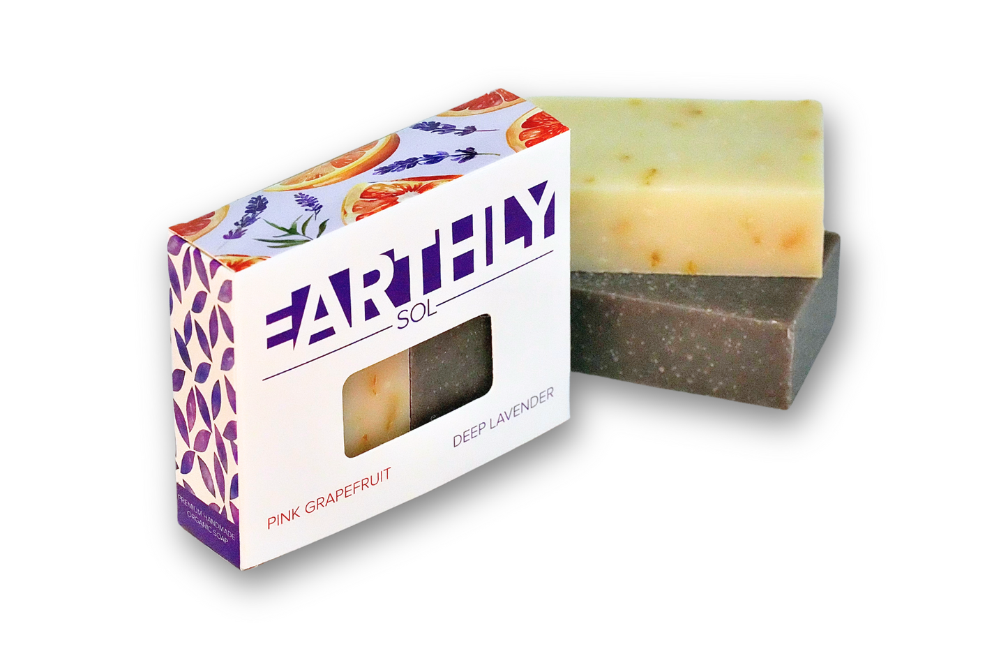 2 Premium Homemade Organic Soaps (Lavender & Grapefruit). Certified Organic. Made in the USA. Free from GMOs, Parabens, Phthalates, Alcohol, or harmful chemicals.