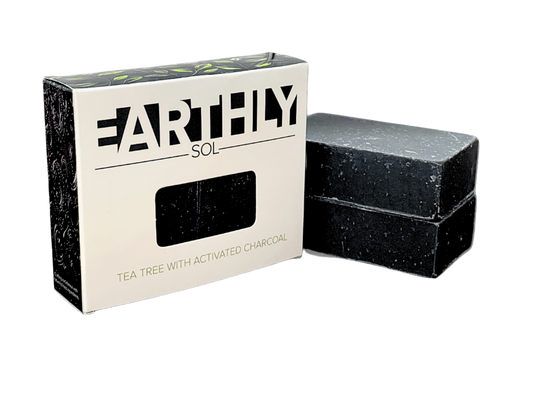 2 Premium Homemade Organic Soaps (Charcoal and Tea Tree), GMO-Free, Made in the USA.